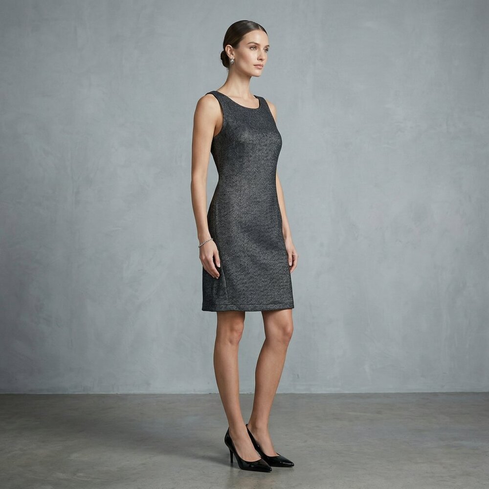 Halston Heritage Metallic Mini Sheath Dress Medium Cocktail Party